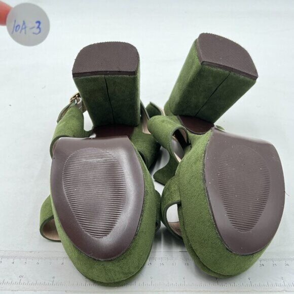 Women's Platform Heels Sandals Block Chunky High Heeled Suede Sandal  Green - Picture 6 of 6